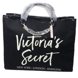 New Victoria's Secret Canvas Tote Bag Black White City New York London Shanghai